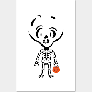 Halloween skull and bones trick or treat costume Posters and Art